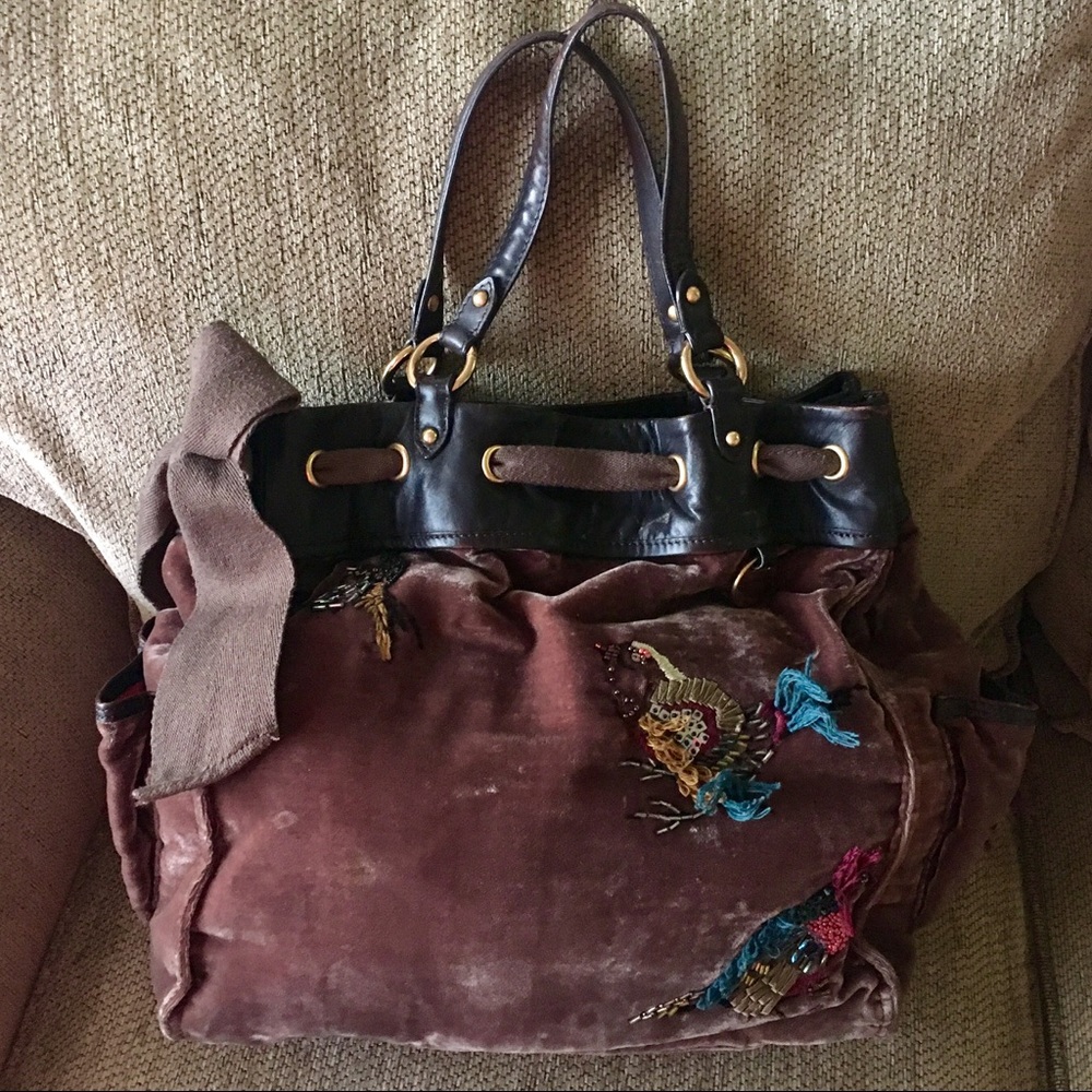 Juicy Couture Birds Embellished Brown Handbag